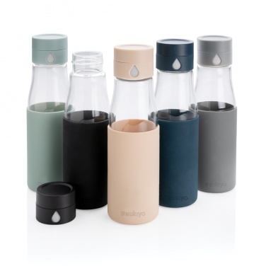 Logotrade promotional giveaway image of: Ukiyo glass hydration tracking bottle with sleeve