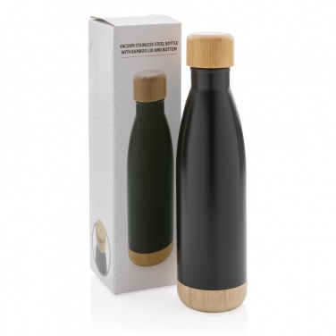 Logo trade promotional merchandise photo of: Vacuum stainless steel bottle with bamboo lid and bottom
