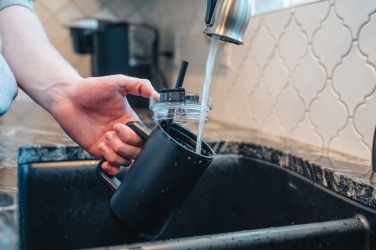 Logo trade advertising products picture of: Cube RCS certified recycled steel mug 800ml