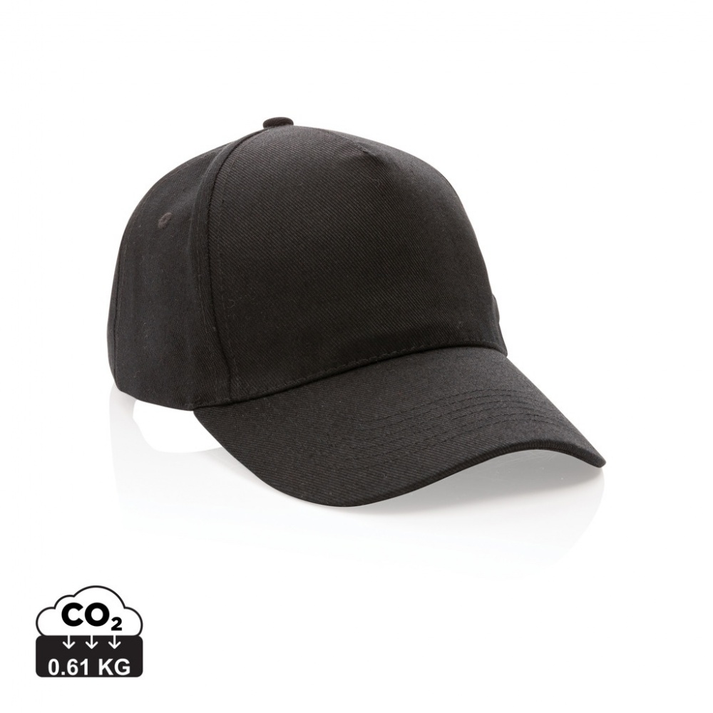 Logo trade corporate gifts image of: Impact 5panel 280gr Recycled cotton cap with AWARE™ tracer