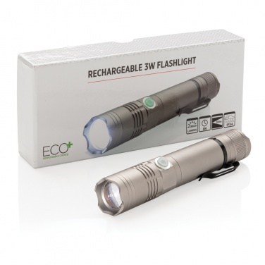 Logo trade promotional products image of: Rechargeable 3W flashlight