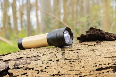 Logo trade advertising products picture of: Lucid 3W RCS certified recycled plastic & bamboo torch
