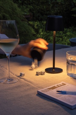 Logo trade business gifts image of: Zenic RCS recycled plastic USB re-chargable table lamp