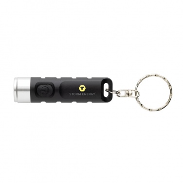 Logo trade promotional merchandise image of: Globix RCS recycled plastic USB re-chargeable keychain torch