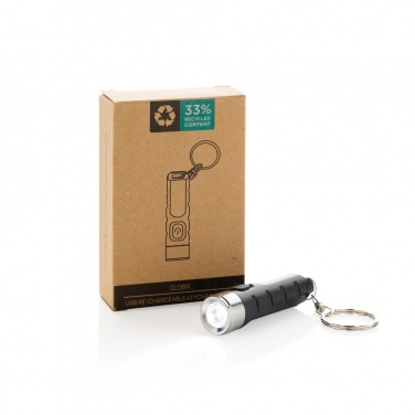 Logo trade promotional items picture of: Globix RCS recycled plastic USB re-chargeable keychain torch