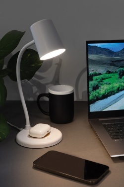 Logotrade corporate gift image of: Zenara RCS recycled plastic and cork 15W wireless desk lamp