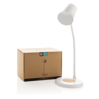 Logotrade advertising product image of: Zenara RCS recycled plastic and cork 15W wireless desk lamp
