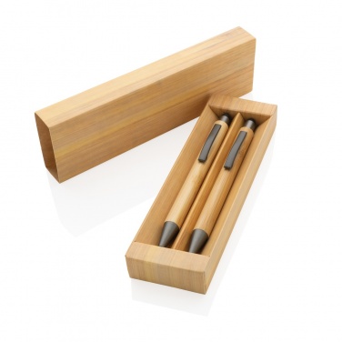 Logo trade promotional gift photo of: Bamboo modern pen set in box