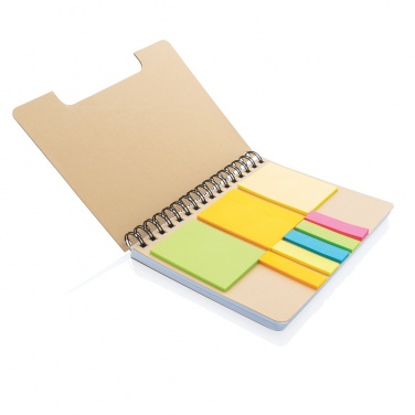 Logo trade promotional merchandise picture of: A5 Kraft spiral notebook with sticky notes