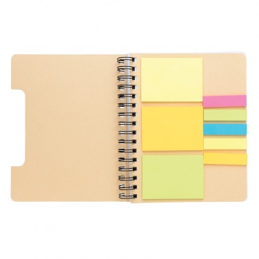 Logo trade corporate gift photo of: A5 Kraft spiral notebook with sticky notes