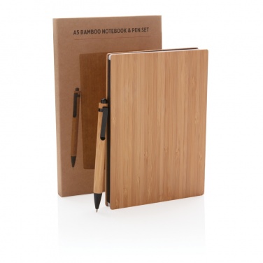 Logotrade promotional product picture of: A5 Bamboo notebook & pen set