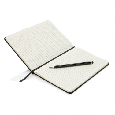 Logo trade promotional merchandise photo of: Standard hardcover PU A5 notebook with stylus pen