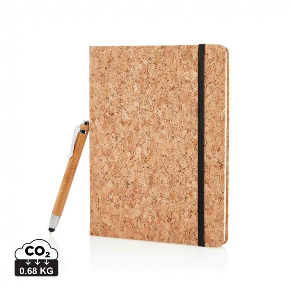 Logo trade promotional products picture of: A5 notebook with bamboo pen including stylus
