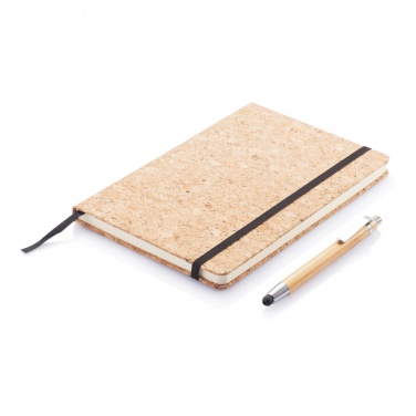 Logotrade promotional gift image of: A5 notebook with bamboo pen including stylus