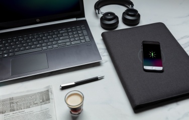 Logotrade promotional gift image of: Air 5W wireless charging portfolio A4 w/ 5000 mAh powerbank