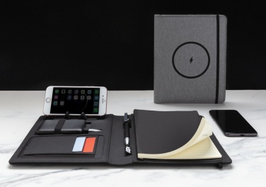 Logo trade business gift photo of: Air 5W wireless charging notebook with 5000mAh powerbank