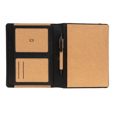Logo trade business gifts image of: Deluxe cork portfolio A5 with pen