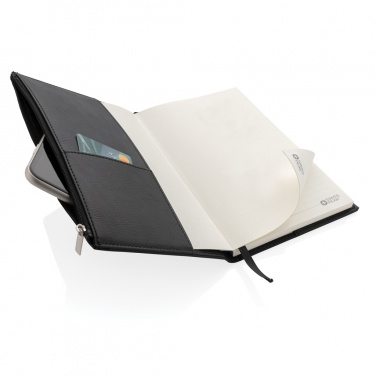 Logo trade promotional giveaways image of: Swiss Peak A5 PU notebook with zipper pocket