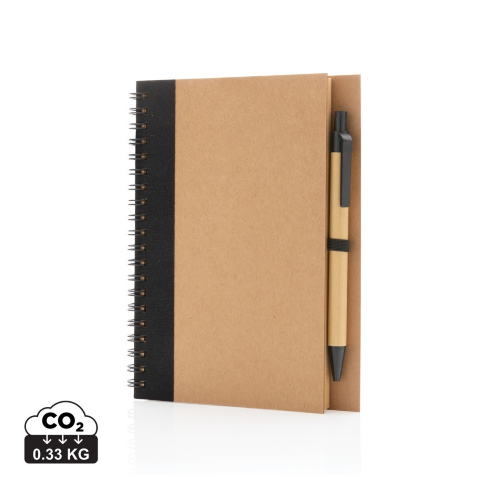 Logo trade promotional product photo of: Kraft spiral notebook with pen