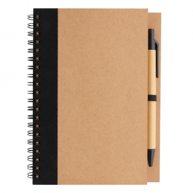 Logo trade promotional products image of: Kraft spiral notebook with pen