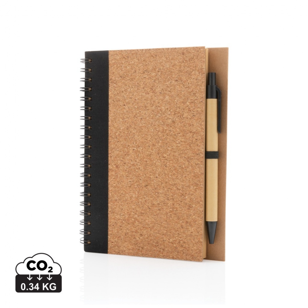 Logo trade corporate gift photo of: Cork spiral notebook with pen