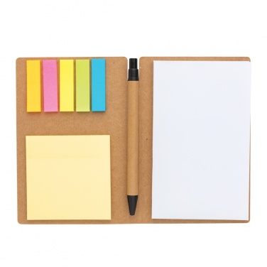 Logo trade advertising products image of: Kraft sticky notes A6 booklet with pen
