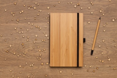 Logo trade promotional products image of: Bamboo notebook and infinity pencil set