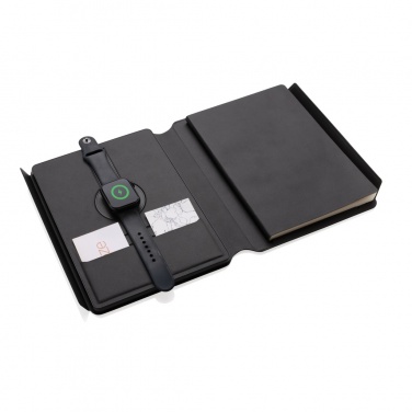 Logo trade promotional merchandise photo of: Swiss Peak RCS rePU notebook with 2-in-1 wireless charger