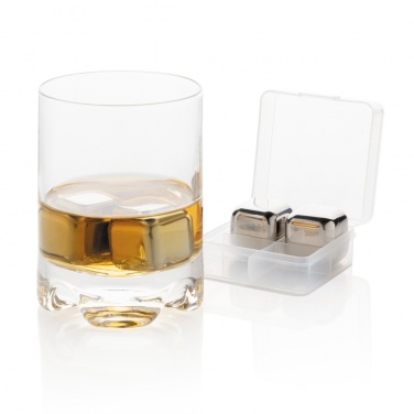 Logo trade promotional giveaways picture of: Re-usable stainless steel ice cubes 4pc
