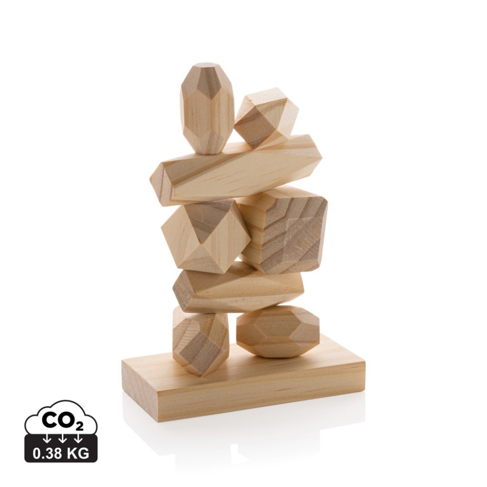 Logo trade promotional items picture of: Ukiyo Crios wooden balancing rocks in pouch