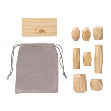 Logo trade corporate gift photo of: Ukiyo Crios wooden balancing rocks in pouch