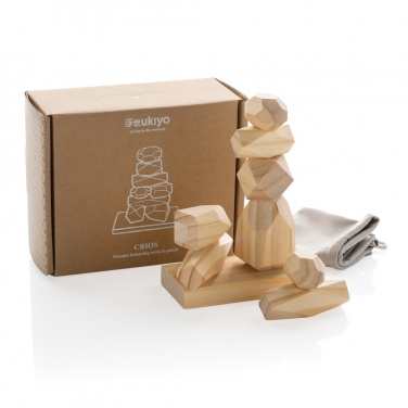 Logo trade promotional giveaways image of: Ukiyo Crios wooden balancing rocks in pouch