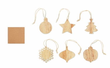 Logotrade promotional gift picture of: Set of wooden Xmas ornaments