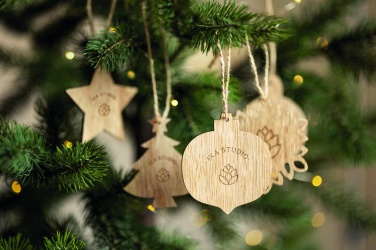 Logo trade promotional product photo of: Set of wooden Xmas ornaments
