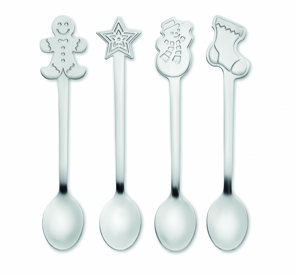 Logo trade advertising product photo of: Set of 4 Christmas tea spoon