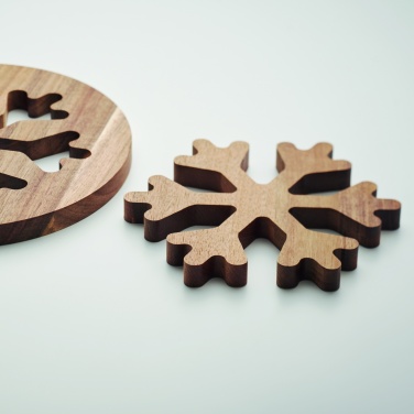Logo trade promotional giveaways image of: Acacia wooden pot holders set