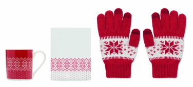 Logo trade promotional giveaways picture of: Winter gift mug and gloves set
