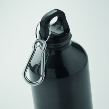 Logotrade promotional product image of: 500 ml single-walled water bottle made of recycled aluminum with a carabiner