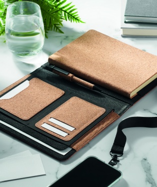 Logo trade promotional merchandise image of: A5 portfolio in cork