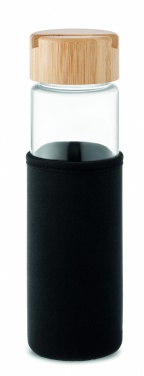 Logo trade advertising products image of: Glass bottle bamboo lid 600ml