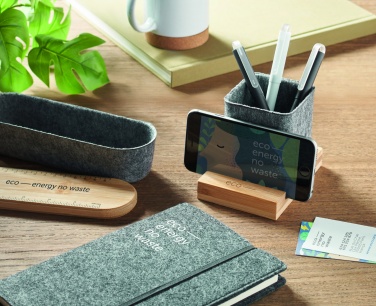 Logo trade business gift photo of: RPET felt pen pot phone stand