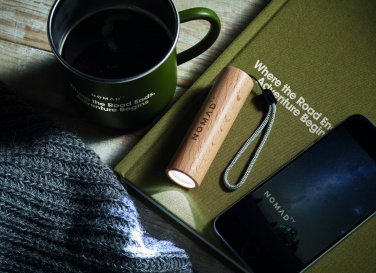 Logo trade promotional gift photo of: Beech wood rechargeable torch