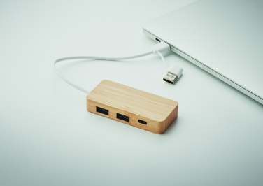 Logo trade promotional giveaways image of: Bamboo USB 3 ports hub