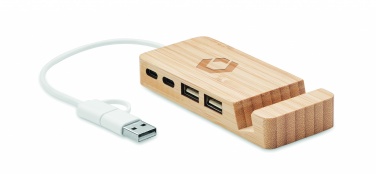 Logotrade corporate gift picture of: Bamboo USB 4 ports hub