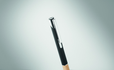Logo trade business gift photo of: Ballpoint pen made of aluminum with a bamboo grip
