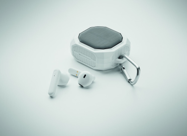 Logo trade promotional gift photo of: TWS earbuds with solar charger