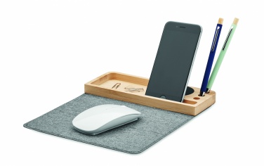 Logo trade promotional giveaways image of: Wireless charger in bamboo 15W