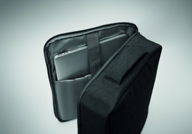 Logo trade promotional gifts image of: A safe 15-inch laptop backpack made of 300D RPET with a 210D RPET lining and customizable printing.