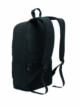 Logo trade promotional gifts image of: A 15-inch laptop backpack made of recycled pre-consumer cotton and recycled polyester with customizable printing.