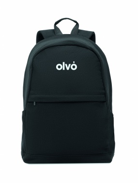 Logo trade promotional gifts image of: A 15-inch laptop backpack made of recycled pre-consumer cotton and recycled polyester with customizable printing.